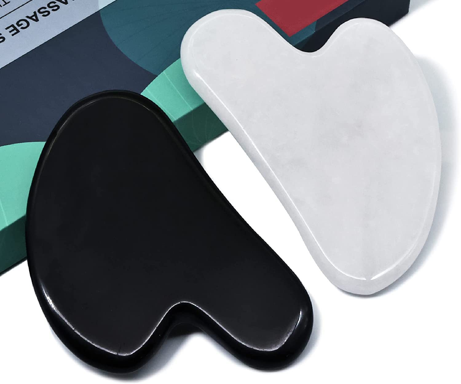 2PCS Gua Sha Facial Tool, Natural Jade Stone Guasha Board for SPA Acupuncture Therapy Trigger Point Treatment, Gua Sha Scraping Massage Tool (White Jade & Obsidian) (B0BSVGNXV8) Amazon Price History, Amazon Price Tracker