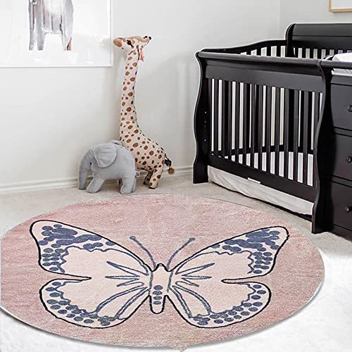 Poowe Cute Lion Abc Kids Play Mat Baby Nursery Rug Round Educational Alphabet Soft Area Rug Non Slip For Children Toddlers Bedroom (Round 39.4", Butterfly) #TOP3