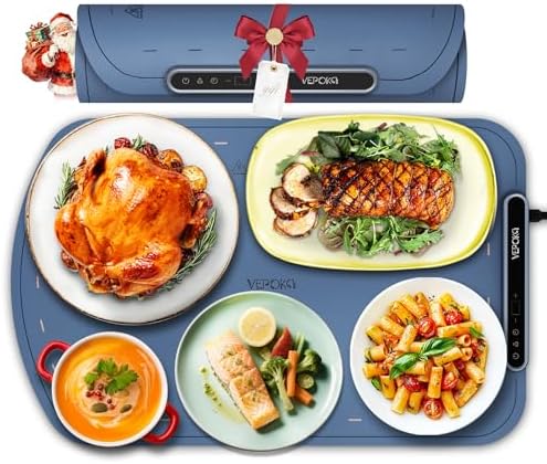 Warming Mat for Food, VEPOKA Food Warmer Mat for Countertop, Elec...