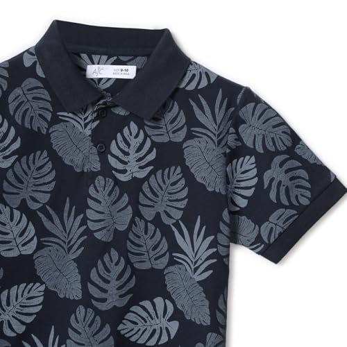 Image of Alan Jones Clothing Boys Regular Fit All Over Print Polo T-Shirt | Cotton Blend | Ribbed Hems | Ages 6-16 Years