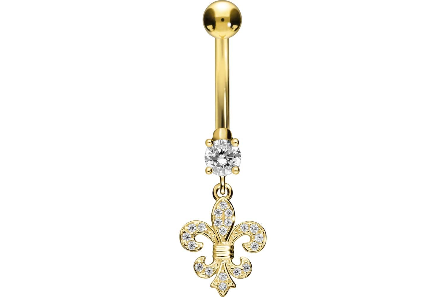 PIERCINGLINE 18 Karat Gold Bauchnabelpiercing mit LILIE Bananabell Piercing Gelbgold