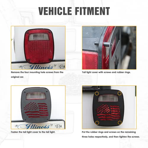Jroad Black Aluminum Alloy Tail Light Guard For Rear Tail Light Cover Compatible With 1987-2006 Jeep Wrangler Yj Tj - Pair #TOP4