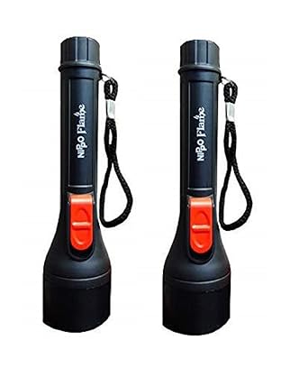 A. SHARIF Flame LED Torch Popular Flashlight 0.5 W Power LED, Unbreakable Front Cover Glass, Bright LED Light, Torch with 3 AA Battery (Pack of 2)