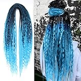 KRALER 24 Inch Mixed DE Dreadlock Extensions Sets, 3 in 1 20 Strands Synthetic Double Ended Dreads Extensions, Ombre Blue Hippie Crochet Dreads Style for Girls