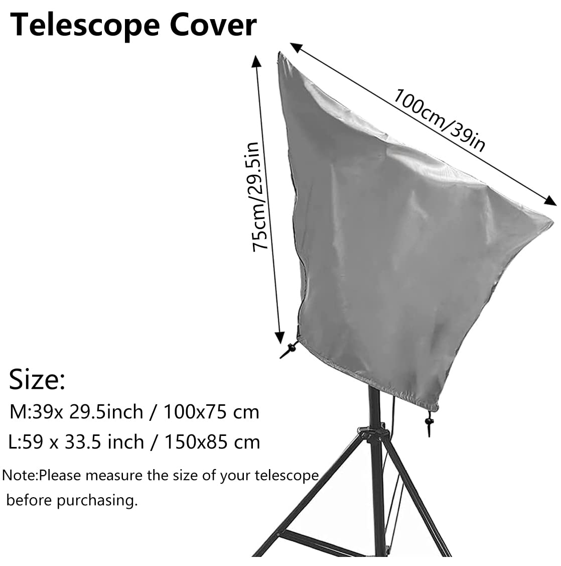 Copertura per telescopio impermeabile a prova di sole per esterni, con coulisse regolabile, per Celestron Skywatcher ZEISS, argento 991 mm x 749 mm