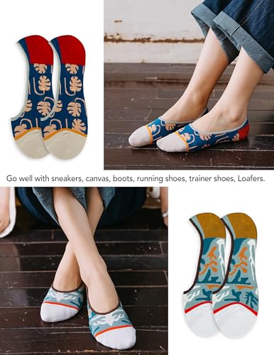 No Show Socks Womens Cute Design Comfortable Stylish Non Slip Cotton Size 5-8/8-11 6-Pairs2