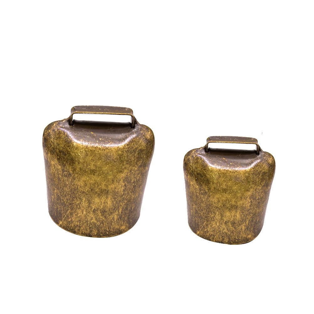 Heallily Bronze 2Pcs Cow Horse Sheep Grazing Copper Bells Cattle Farm Animal Copper Loud Bells M