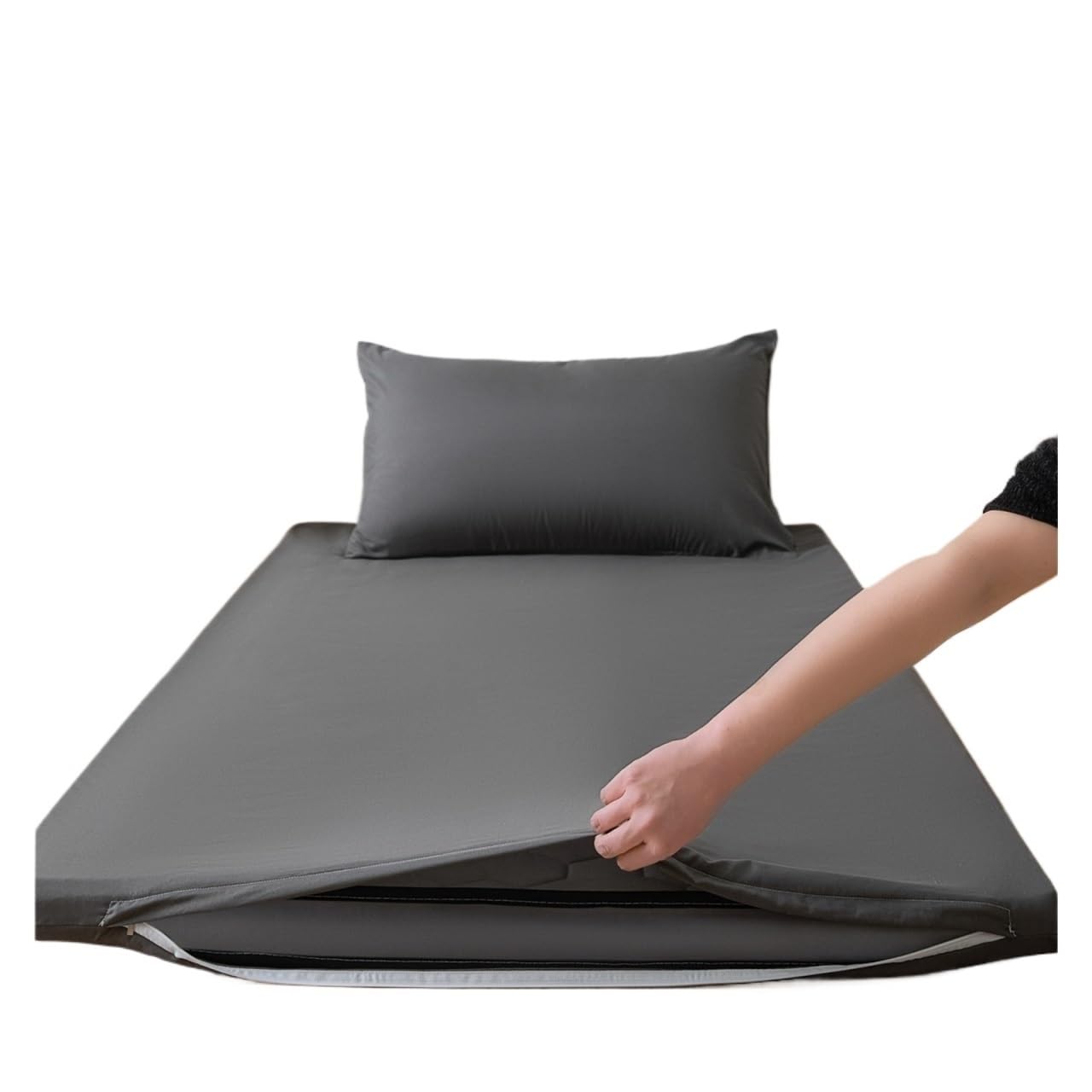 ZIHDKE 1pcs Model Bed - Pure Color Mattress Cover Single Piece for Tatami(Grey,120x200cm)
