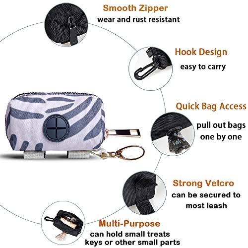 Image of Love Dream Dog Poop Bag Holder Leash Attachment, Pet Waste Bag Dispenser, Fits Any Dog Leash for Waiking Running and Hiking (Grey Stripe)