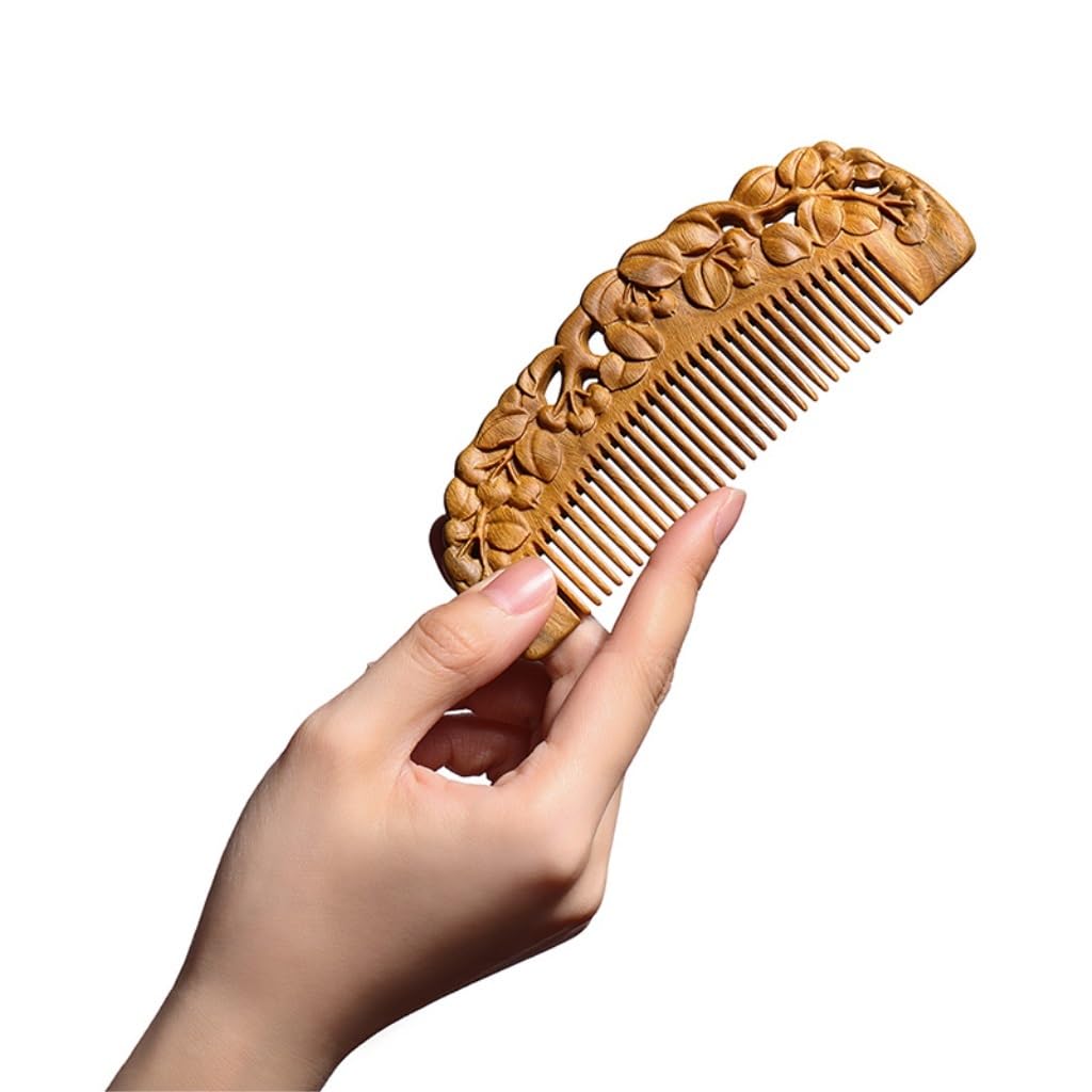 Peruka Grzebień Solid Wood Fine Tooth Comb Home Massage Comb Shower Comb Wet Curling Hair Comb for Grooming Hair, Beards and Mustaches Duże grzebienie do włosów