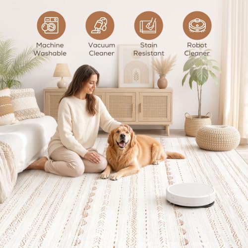 Image of Nakagishi Boho 5x8 Area Rug Living Room Rugs Machine Washable Brown
