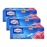 Toppits Doppelverschluss Beutel 1L (17 x 17cm), 3er Pack (3 x 20 Beutel)
