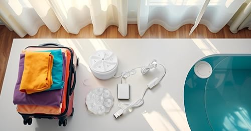 Miniatura 2 de Travell Lavadora, mini lavadora USB portátil turbina de 60 W, lavadora de viaje, enchufe de EE. UU. 100-240 V para calcetines y ropa interior