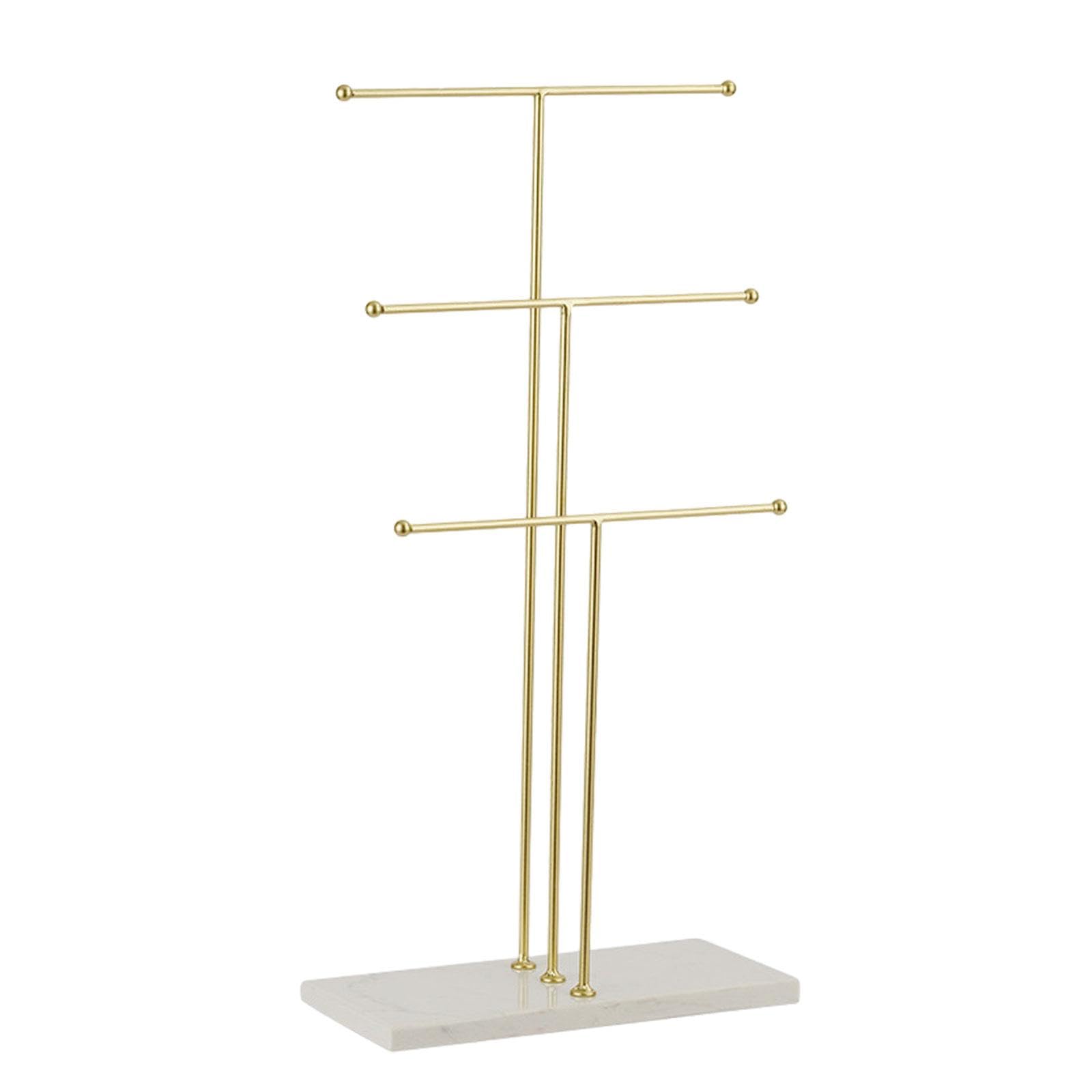 Jewelry Organizer with 3 Tiers for Necklaces and Earrings Display, Marble Base
