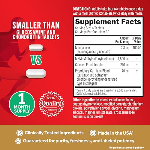 Image of Move Free Ultra Pro with Quadruple Action Joint Support - Type 2 Collagen MSM Calcium Fructoborate & Manganese - Supports Joint Cartiliage Bone Connective Tissue, 120 Tablets (30 servings)