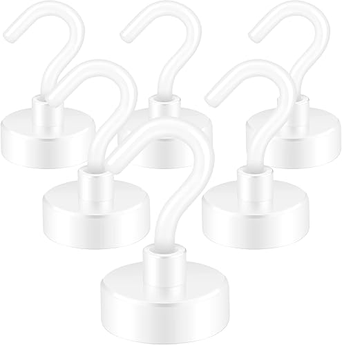 Neosmuk Ganchos magnéticos extrafuertes con imanes de tierras raras resistentes para refrigerador, crucero, colgar, cabañas y parrilla (blanco,