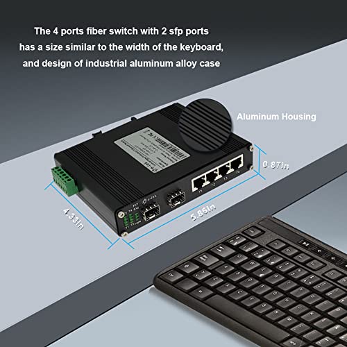 Industrial 4-Port Gigabit Ethernet Switch Din-Rail 4 Port Rj45 10/100/1000Mbps Unmanaged Switch Din Rail Mountable Hardened 6 Ports Ethernet Fiber Switch With 2 Sfp Fiber Ports #TOP3