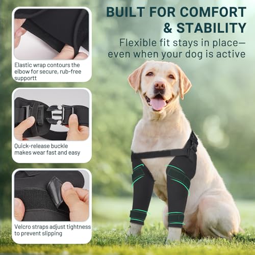 Image of Dog Elbow Protector Brace, Dog Leg Sleeves Anti-Licking for Hygroma, Calluses & Arthritis Relief-Adjustable Dogs Elbows Pads & Shoulder Brace for Elbow Dysplasia and Injury Recovery,Both Leg S