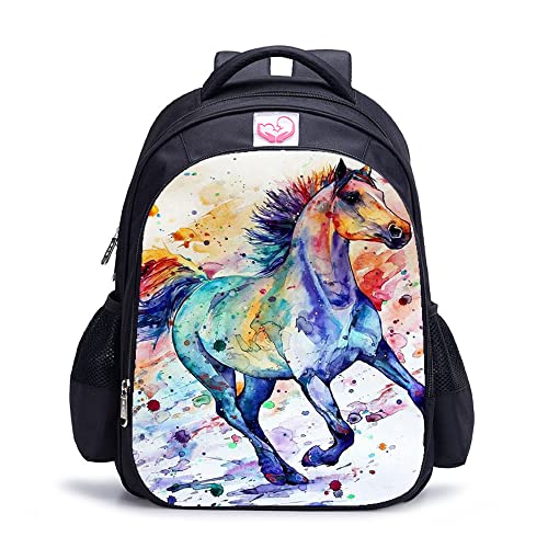 Sac à dos imprimé 3D cheval résistant fini le mal de dos cartable mixte 41x28x12 cm
