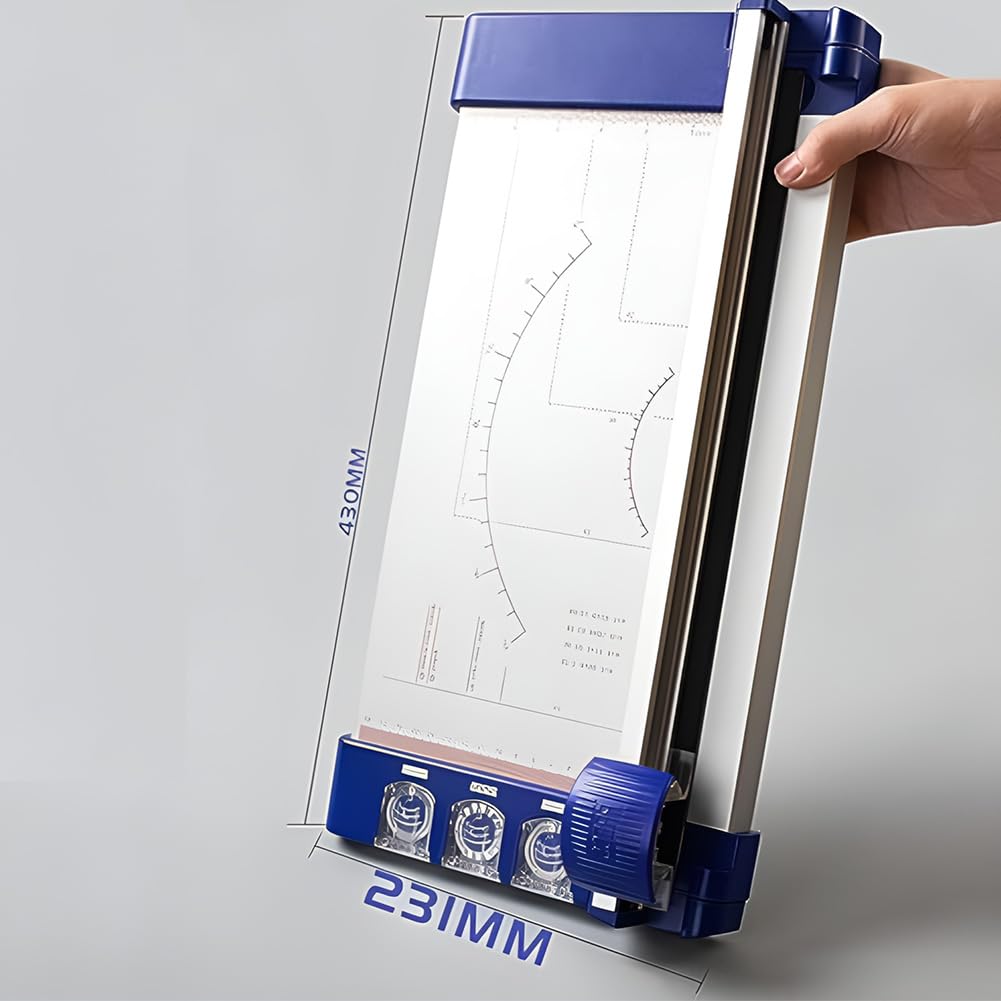 Taglierina di Carta Portatile, Taglierina di Carta Manuale, Coltello da Taglio Multifunzionale, con 3 Lame Diverse (Dritto/Ondulato/Punteggiato), Righello Trasparente sulla Superficie