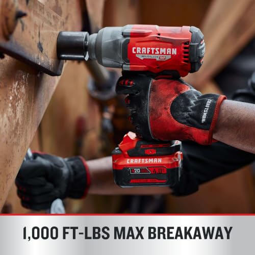 Image of CRAFTSMAN V20 RP Impact Wrench, Cordless, Brushless, High Torque, 1 /2 Inch, 4Ah Battery and Charger Included (CMCF940M1)