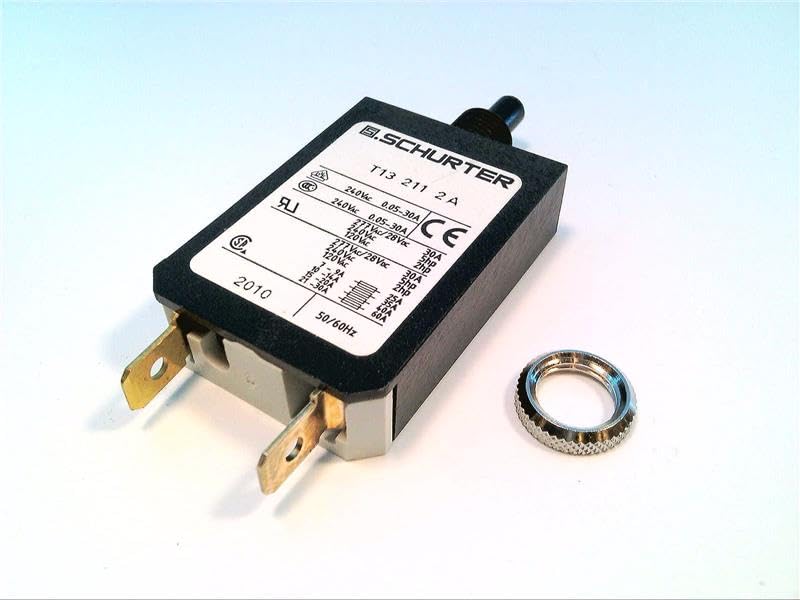 SCHURTER T13-211-2 240/277 VAC, 28VDC, 2A, 4411.0013, 50/60HZ, Circuit Breaker, Push Reset, Thermal