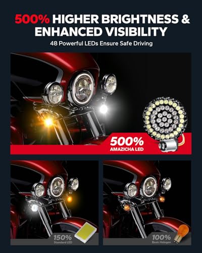 Image of Amazicha 2inch Front LED Turn Signal, Front Turn Signal Bullet Light with 2 Smoked Lens Covers Fit for Harley Touring Road Glide Street Glide Road King Electra Glide Softail Dyna Sportster 1986-2024
