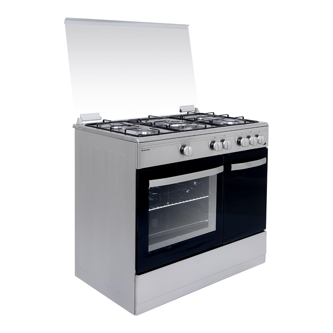 Aspes Cocina Gas Butano 5 Zonas de Cocción, Horno 62 L, Inox AKGW5900PBX. Control Manual, Quemador WOK triple llama, 2 Programas de Cocción, Compartimento Bombona, Tapa Abatible