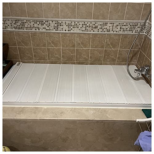 LANRUEU 1,2cm Espesor Cubierta de Bañera, PVC Tapa Baño Bandejas para Teniendo 40kg, Impermeable Bastidor Almacenamiento A Prueba Polvo(80x165x1.2cm)