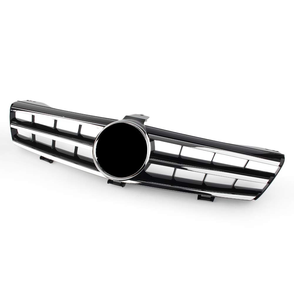 SIKUAI Cubierta embellecedora de rejilla superior del parachoques delantero, estilo de 3 aletas Para todos los W219 CLS-Class, CLS500 CLS600, negro brillante