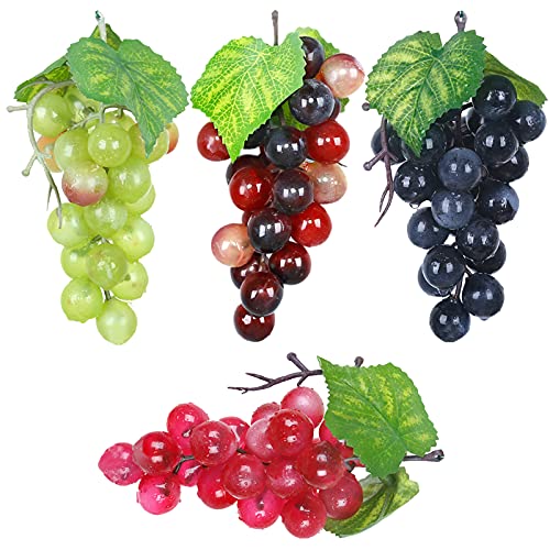 YZJZNBW Faux Raisin 4 Pièces Raisins Réalistes Décoration Raisin Artificiel Grappe Raisin Raisins Simulation Faux Accessoires Fruits pour la Décoration de Bureau de Cuisine et comme Accessoire Photo