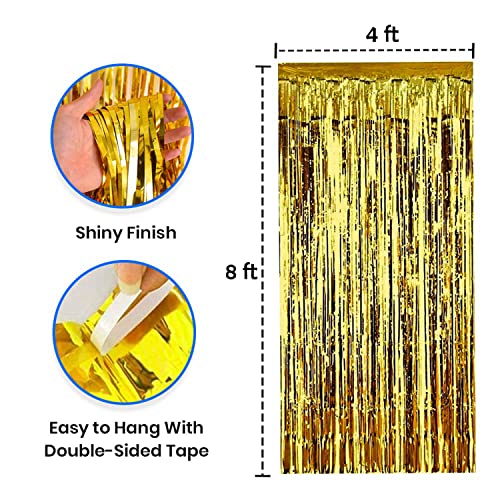 Image of Party Propz Annaprashan Decoration Items - 49pcs Annaprashan Ceremony Decoration with Green Annaprasana Decoration Backdrop, Golden Foil Balloons and Foil Curtain, Balloon for Rice Ceremony Decoration