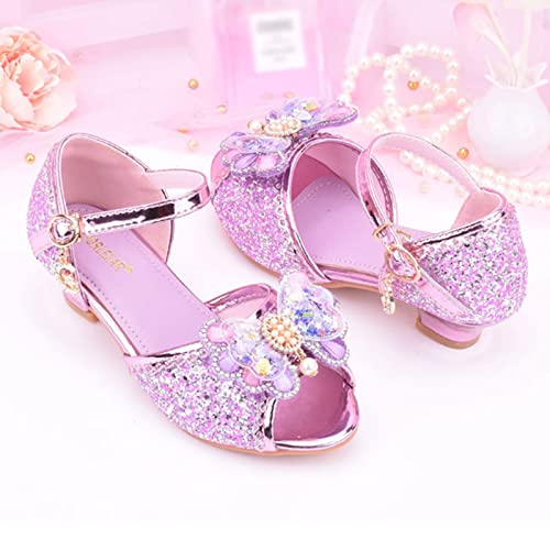 Girls Glitter Sandals Low Heels Shiny Dress Shoes with Bow Part𝐲 Wedding Flower Girl Shoe Toddler Kids Water Shoes3