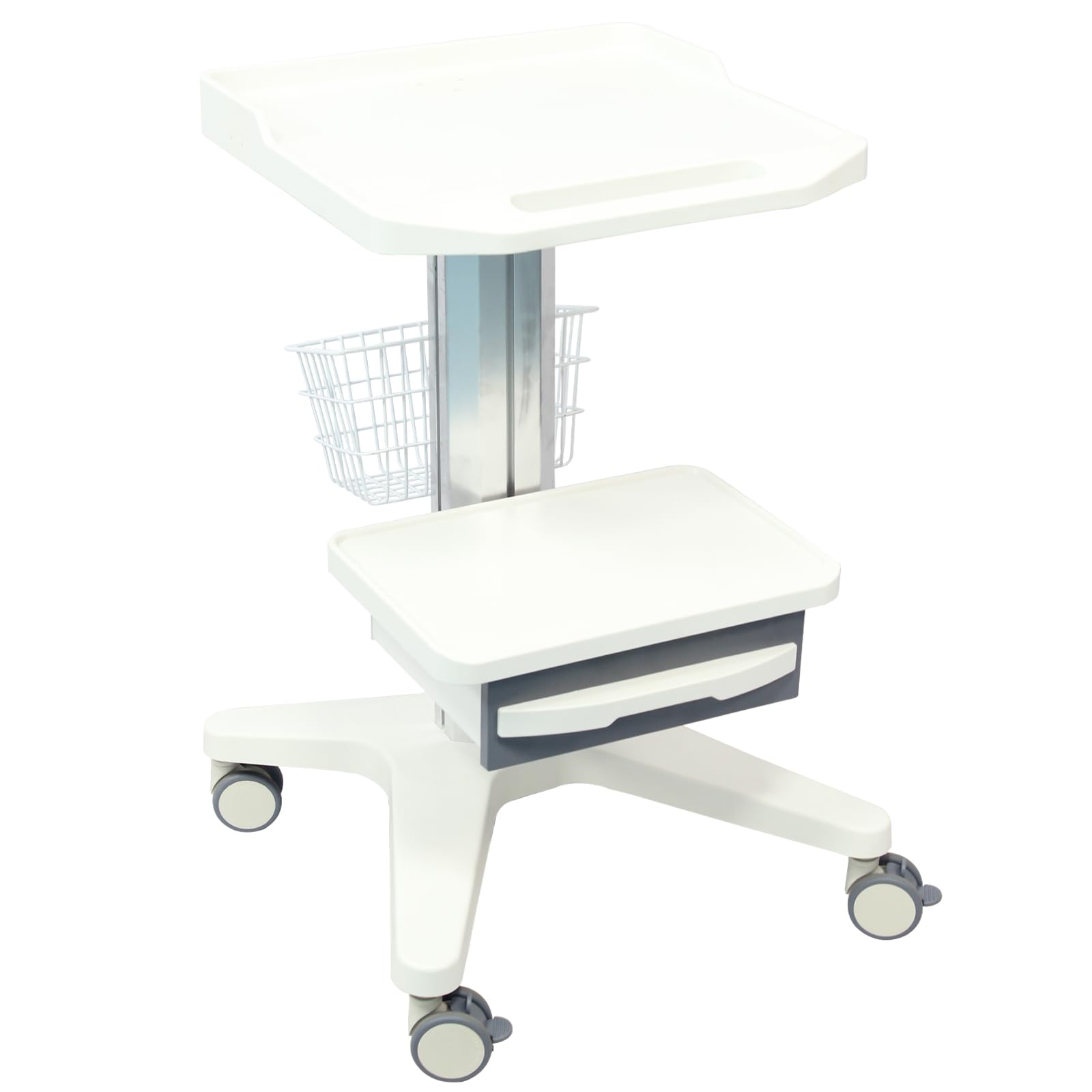 QPWOPNGAS Medical Cart abs Plastic Tabletop Aluminum Alloy Column Equipped with Storage Drawers and Tabletop, Suitable for Hospitals, Dental Clinics, Laboratories and Beauty Salons