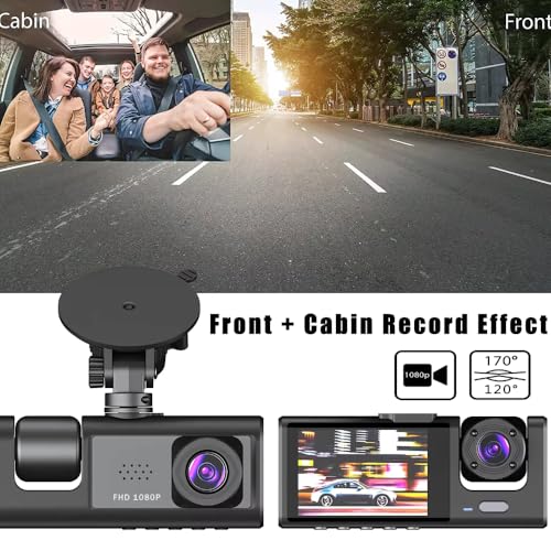 Image of Maizic Smarthome Navic X3 4K 3 Channel Dash Cam WiFi Built-in G-Sensor, 1296P+1080P+1080P Front and Rear Inside Loop Recording, Triple Car Dash Camera, IR Night View, 24H Parking Monitor