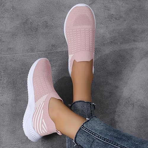 Womens Slip on Walking Shoes Comfort Lightweight Breathable Sock Shoe Mesh Casual Fashion Tennis Running Sneakers (8)4