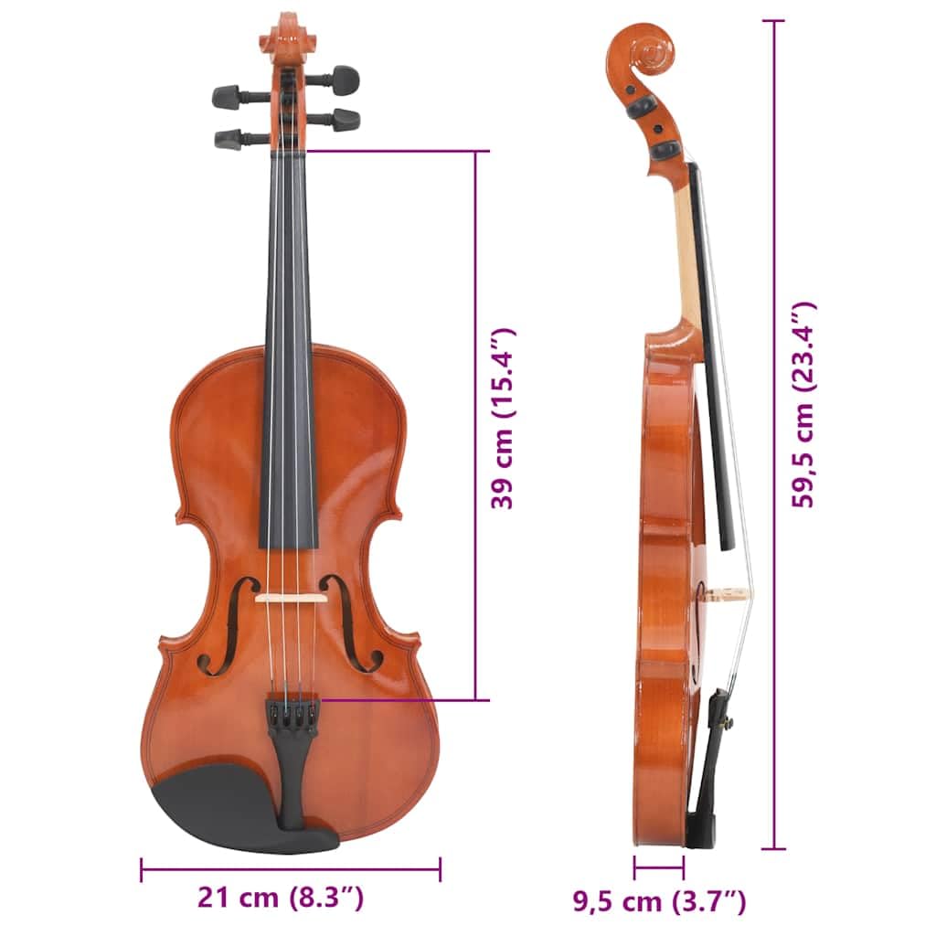 Violine Komplettset mit Bogen Kinnhalter Softbox Dunkles Holz 4/4 für Anfänger und Profis, inklusive Kolophonium Schulterstütze, Etui, geeignet für Kinder, Erwachsene, Schüler, Konzert