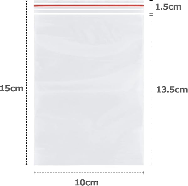 Carehabi 100 sacchetti con zip, richiudibili, trasparente con cerniera, di plastica (10 x 15) - 3