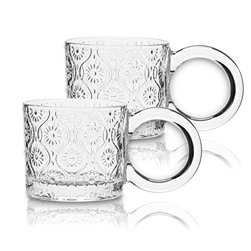 HolaJia Juego de 2 tazas de café de vidrio para café expreso, tazas de té transparentes en...