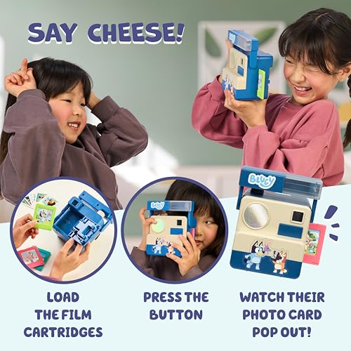 Image of Bluey Chikit Chikit Pretend Camera, 10 Photo Cards, Role Play