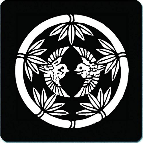 家紋 マウスパッド 上杉謙信 竹に雀（上杉笹） 15cm x 15cm KM15-3269-02W 白紋