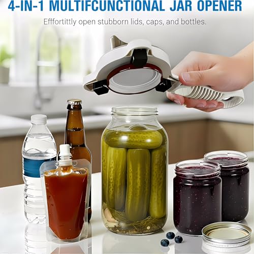 4-in-1 Adjustable Jar Opener – Stainless Steel Lid & Bottle Opener, Heavy Duty Easy Grip for Weak Hands, Fits 1–4 Inch Caps, Kitchen Tool for Seniors & Arthritis (Black) - image 3