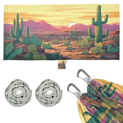 Haskirky Desert Cactus Camping Hammock, Single Portable Hammocks with Tree Straps & Attached Carry Bag, 330Lbs Capacity Perfect for Outside Indoor Hiking Beach Backpack Travel