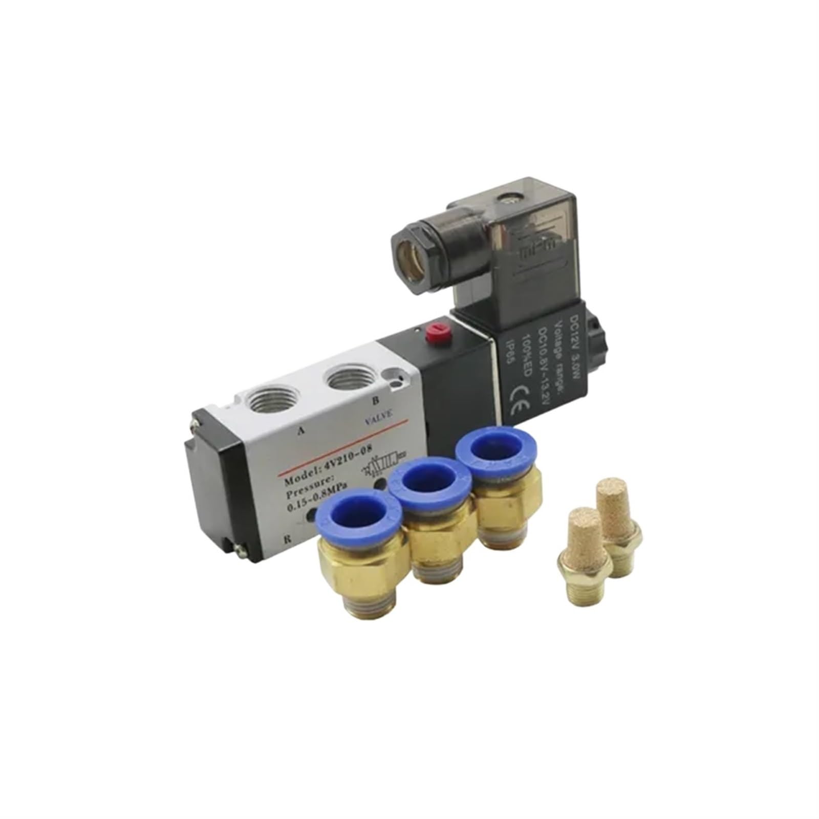 Electroválvula neumática eléctrica de 5 vías y 2 Posiciones, Control Aire Gas, válvula magnética, 12 V, 24, 220, Voltaje Bobina, Conexiones Manguera 4 mm a(Motor with Bracket,AC220)