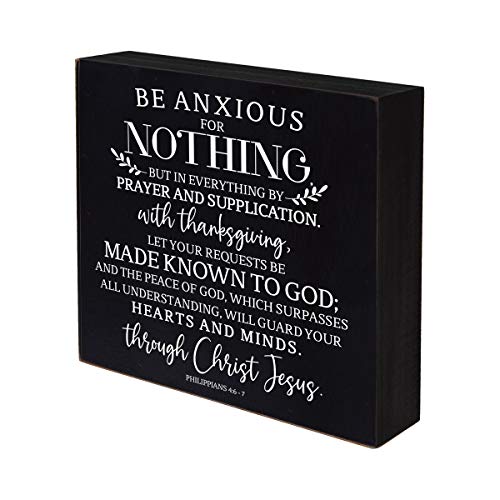 LifeSong Milestones Inspirational 6x6 Shadow Box Be Anxious for Nothing Gift for Parents, Couples House Christian Wall Art Decor for Husband, Wife Housewarming Gift Table and Shelf Sitters (Black)