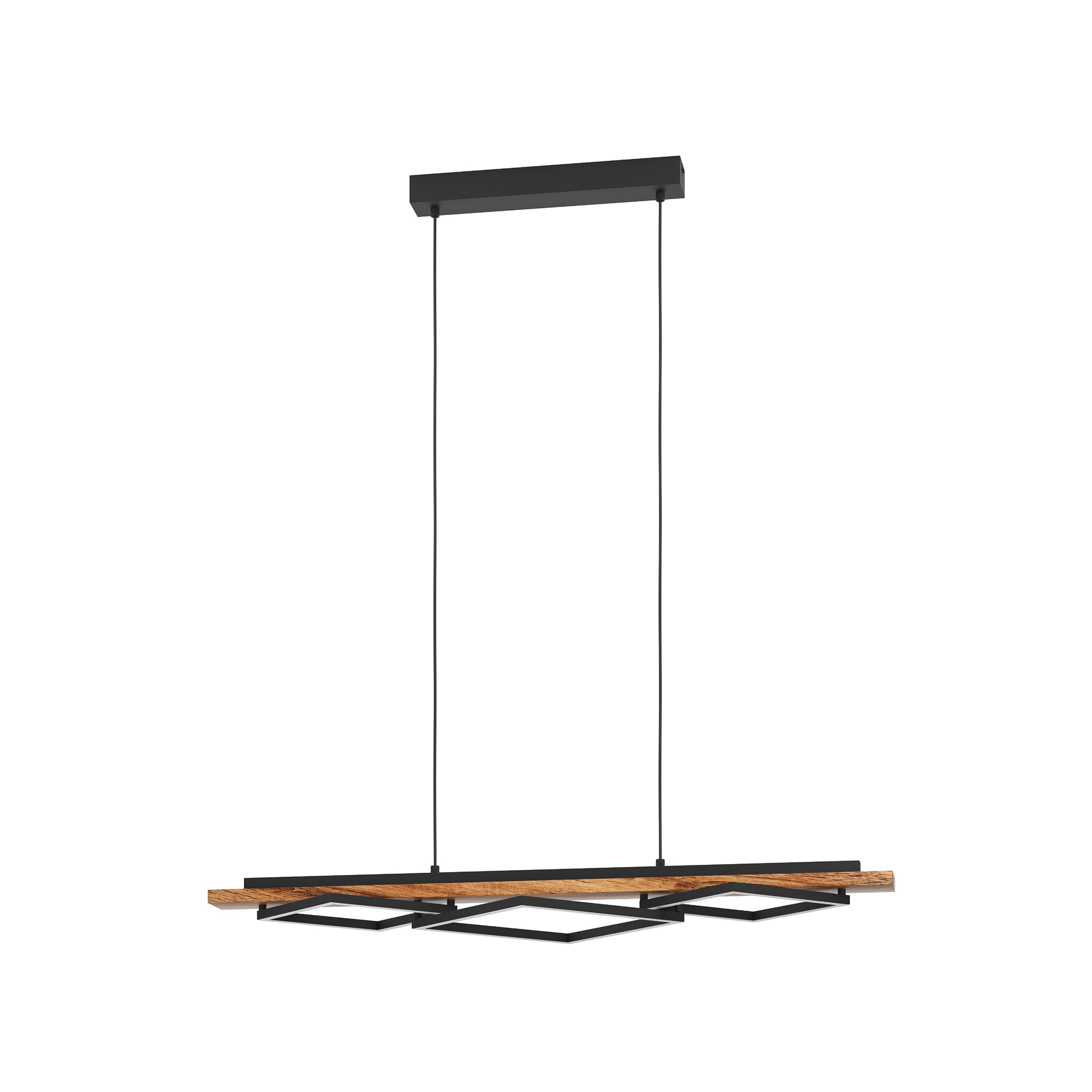 Eglo LED Pendant Lighting Boyal, 3-Light Hanging lamp for Dining Table, Ceiling Light Fitting Living Room, Rustic Wood and Black Metal, FSC Certified, Warm White — image 1