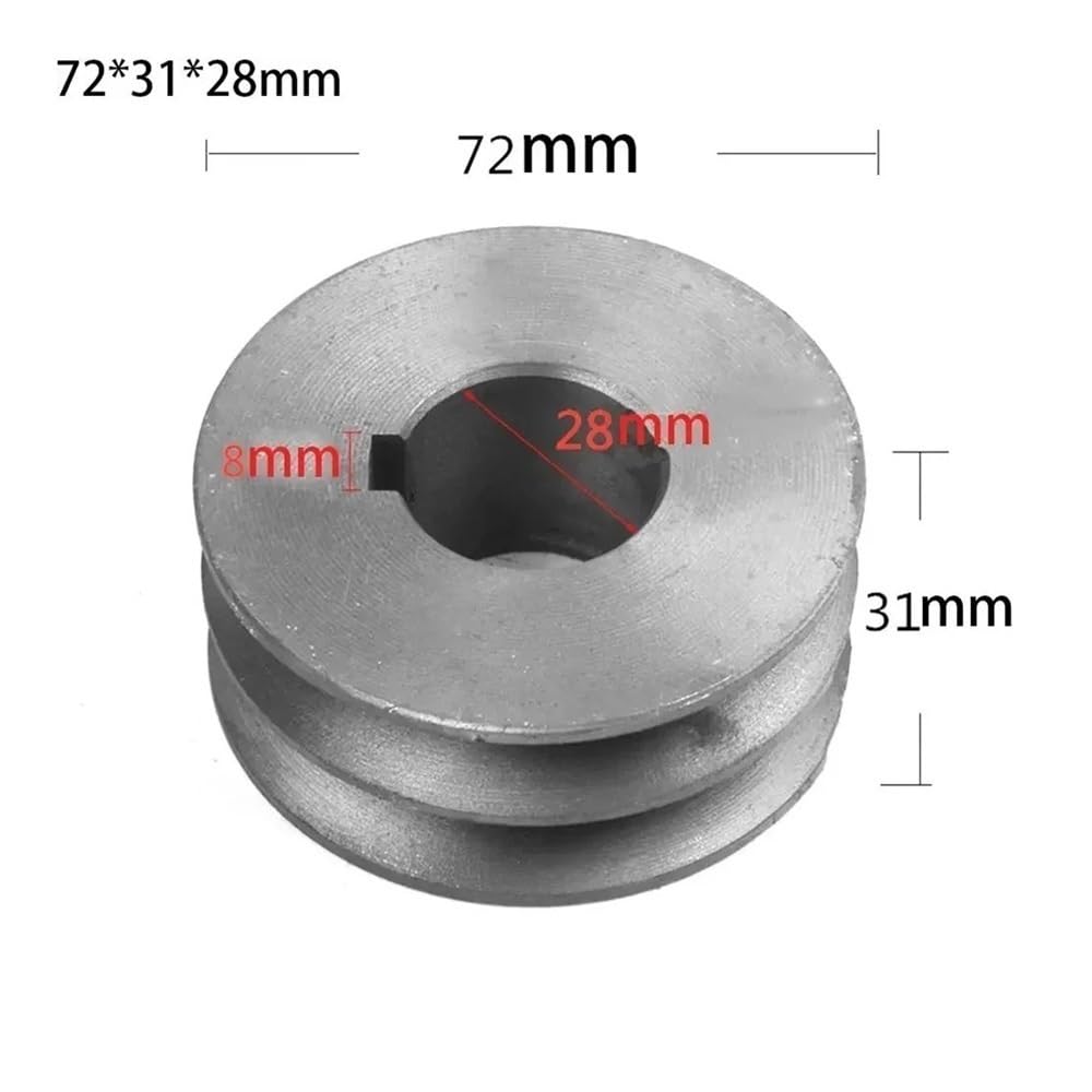 Polea de hierro fundido en forma de V de doble ranura for eje de motor - Accesorio de correa de distribución, 1 pieza(72x31x28mm)