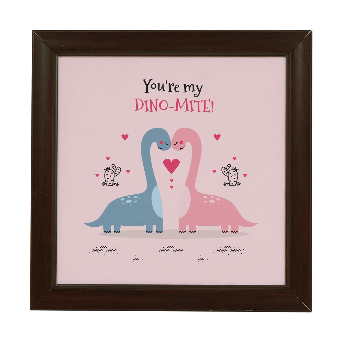 You're My Dino-Mite Valentine's Day Photo frame | Valentine Gift For Girlfriend/Boyfriend| Best Valentine Gift for Girls/Boys | Wooden Photo frame (8x8 Inches)