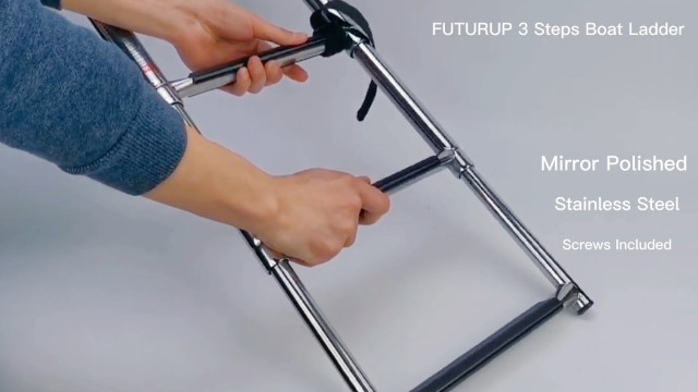 3-Step Stainless Steel Telescoping Boat Ladder - 900lb Capacity, Marine Grade 316, Foldable