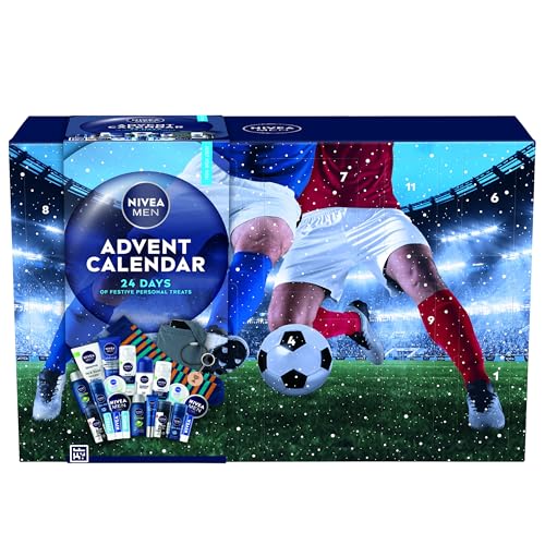 NIVEA MEN Advent Calendar 2025 (24 Products) Mens Skincare Set Includes Moisturiser Face Wash Shower Gel Post Shave Lip Care Anti-Perspirants and More